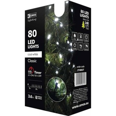 Emos XMAS 80LED CLS TIMER 8M CW ZY0802T – Sleviste.cz