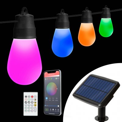 Garden of Eden Solární světelný řetěz s 15 RGBIC LED žárovkami, 6,5 m, Bluetooth – Hledejceny.cz