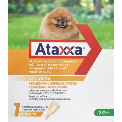 Ataxxa Spot-on pro psy do 4 kg S 200 / 40 mg 1 x 0,4 ml – Hledejceny.cz