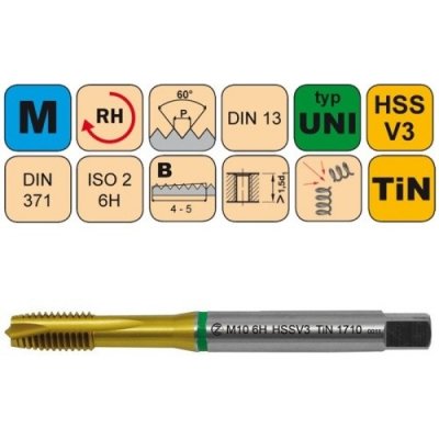 NÁSTROJE CZ Strojní závitník /CZZ1710/ pro metrický závit s přímou drážkou a lamačem třísek CZZ Závit: M6 – Zboží Mobilmania