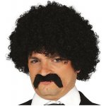 Černá kudrnatá paruka s knírem – Zboží Dáma
