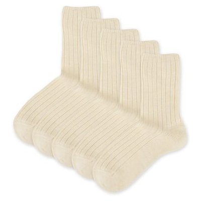 Vlnka ponožky s ovčí vlnou Merino se zdravotním lemem 5 párů bílá – Sleviste.cz