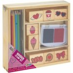 Dřevěná razítka v boxu, pastelky - Zmzlina – Sleviste.cz