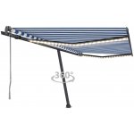 VidaXL Automatická markýza LED a senzor větru 400 x 300 cm modrobílá – Zboží Mobilmania