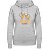 Dámská mikina s potiskem AWDis Hoodie mikina Design Čas na Pivo Šedivá šedá