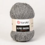 YarnArt pletací příze ALPINE ANGORA 335 středně šedá, efektní, 150g/150m