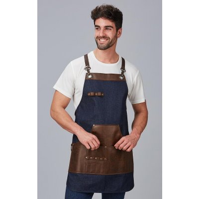 Gary´s Zástěra Peto 73x68cm denim + kůže UNI tmavě modrá 100/100 bavlna/kůže – Hledejceny.cz