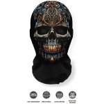 Kukla na obličej a hlavu strašidelná Halloween maska černá s potiskem LEBKY – Zboží Dáma
