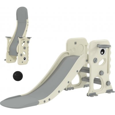 AIYAPLAY Dětská skluzavka 3 v 1 s prolézačkou, basketbalovým míčem, skládací vnitřní skluzavka pro batolata ve věku 2-5 let – Zboží Dáma