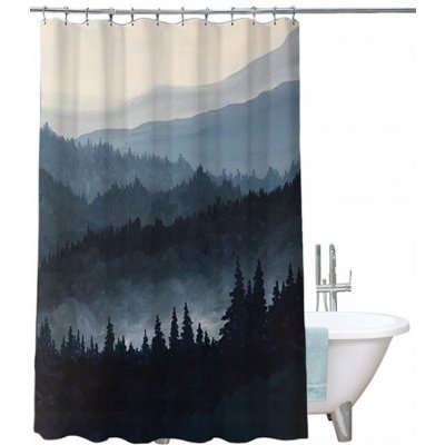 4sleep Sprchový závěs 180x200cm - les bílo/modrý/černý – Hledejceny.cz