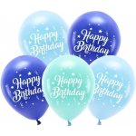 PartyDeco Balónky latexové ECO Happy Birthday blue mix 26 cm – Zboží Mobilmania