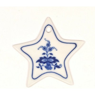 Český porcelán Vánoční ozdoba hvězdička cibulový porcelán 18302 – Hledejceny.cz