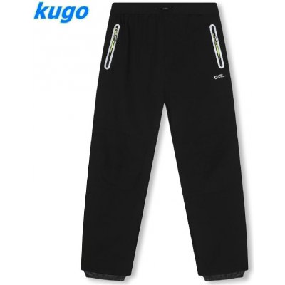 Kugo Softshellové kalhoty zateplené HK2522 černé / zelený zip – Zboží Mobilmania