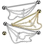 Piercingate Industrial piercing křížek PIN00072 Stříbrná – Zboží Dáma