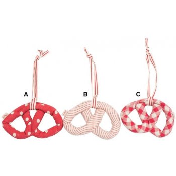 Látková dekorace Pretzel red 18cm C káro