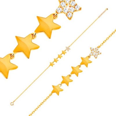 Šperky eshop zlatý linie pěti hvězdiček řetízek z oválných oček GG137.27
