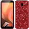 Pouzdro a kryt na mobilní telefon Samsung Pouzdro JustKing plastové se třpytkami Samsung Galaxy J6 Plus - červené