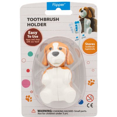 Flipper Pejsek antibakteriální kryt na zubní kartáček hnědobílý 1 ks – Zboží Dáma
