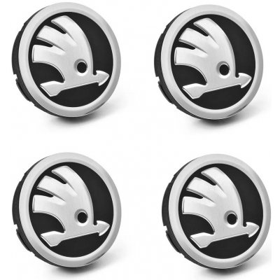 Škoda Auto Středové krytky hliníkových kol ŠKODA, sada 4 ks, originál, chromované logo | Zboží Auto