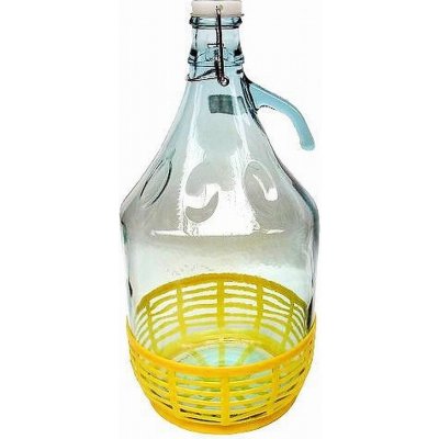 Demižon holý skleněný 5L ucho, plast koš, patentní uzávěr DAMA – Zboží Dáma