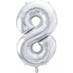 PartyDeco Fóliový balónek číslo 8 stříbrný 86 cm – Zbozi.Blesk.cz