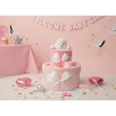 Brumlík dvoupatrový plenkový dort Ovečka růžová – Hledejceny.cz