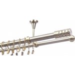 Garol Stropní kovová garnýž dvojitá Cilinder krystal mosaz exclusive komplet 250 cm – Sleviste.cz