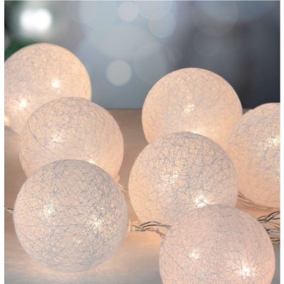 MagicHome Reťaz Cotton Balls White 10 LED teplá biela PE bavlna 2xAA jednoduché svietenie – Hledejceny.cz