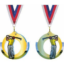 Akrylátová medaile Golf Zlatá