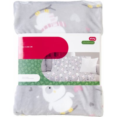 BBK Vánoční deka z mikrovlákna Smas Time stříbrná sovičky motiv D 150x200 – Zboží Mobilmania