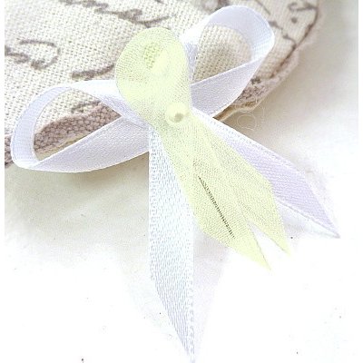 Svatební mašličky s perličkou 4 cm - bílo- krémové - šifon – Zboží Dáma