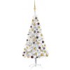 Vánoční stromek vidaXL Umělý vánoční stromek s LED a sadou koulí stříbrný 120 cm PET