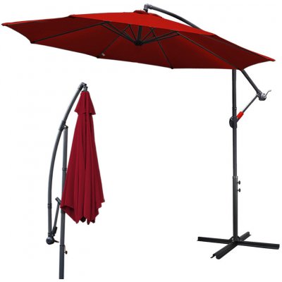 Yakimz 3m slunečník UV40+ Camping Pendulum Umbrella Pavilion Garden Umbrella Červená – Zboží Mobilmania