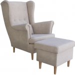 Kupžidle Visby + taburet s úložným prostorem masiv / látka šedá – Sleviste.cz