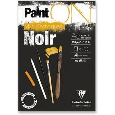 Blok Clairefontaine Paint'ON Black - A5, 20 listů, 250 g – Sleviste.cz