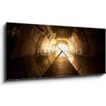 Obraz s hodinami 1D panorama - 120 x 50 cm - light at the end of the tunnel světlo na konci tunelu – Zbozi.Blesk.cz