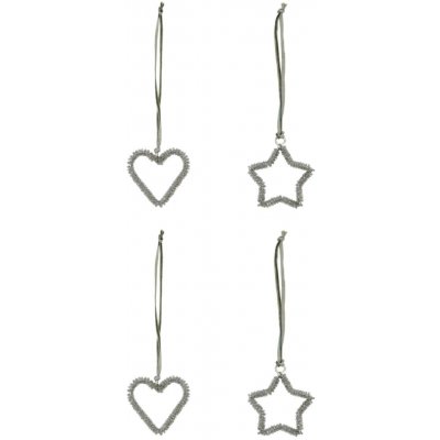 House Doctor Vánoční ozdoby Connect Silver Finish – set 4 ks, stříbrná barva, kov – Hledejceny.cz