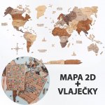 Enjoy the Wood 2D nástěnná dřevěná mapa Plywood Multicolor M + připínáčky Flags Pins – Zboží Mobilmania