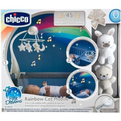 Chicco Kolotoč nad postýlku Rainbow 3v1 růžový First Dreams s dálkovým ovládáním – Zboží Mobilmania