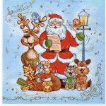 Ubrousek 33 x 33 cm SANTA A ZVÍŘÁTKA – HobbyKompas.cz Ubrousek 33 x 33 cm SANTA A ZVÍŘÁTKA – HobbyKompas.cz