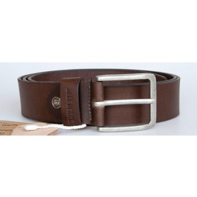 Hnědý kožený opasek Bullburry ze silné matně hnědé kůže FLW – Sleviste.cz