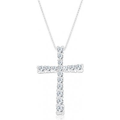 Šperky eshop Stříbrný řetízek s přívěskem latinský kříž zdobený zirkony AC16.03 – Zboží Mobilmania