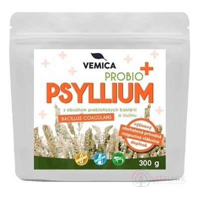 Vemica Psyllium Probio Plus prášek rozpustná vláknina s obsahem bakterií a inulinu 300 g – Hledejceny.cz