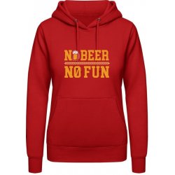 AWDis Hoodie mikina Pivní design No Beer No Fun Ohnivá červená