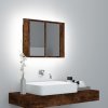 Koupelnový nábytek Nábytek XL Zrcadlová skříňka s LED kouřový dub 60x12x45cm kompozitní dřevo