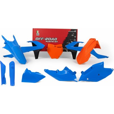 Rtech sada plastů KTM speciální edice Troy Lee Designs 7 dílů včetně chráničů vidlic modro oranžovo černá – Sleviste.cz