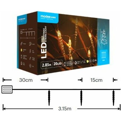 Modee ML-C2013 20LED 2,85m rampouch vánoční řetěz, 3xAA časovač teplá IP44 – Hledejceny.cz
