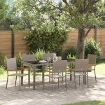 Omaxi 455161 Zahradní jídelní souprava 7 pcs Šedá 190 x 90 x 75 cm polyratan – Hledejceny.cz