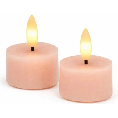 SIRIUS Sada LED čajové svíčky na baterie Sille Tealight, Ø 4,5 × 2,2 cm, tmavá broskev, z pravého vosku, balení 2 ks – Hledejceny.cz