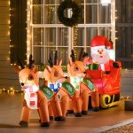 HOMCOM Nafukovací Santa Claus na saních se 3 soby 132 cm – Hledejceny.cz
